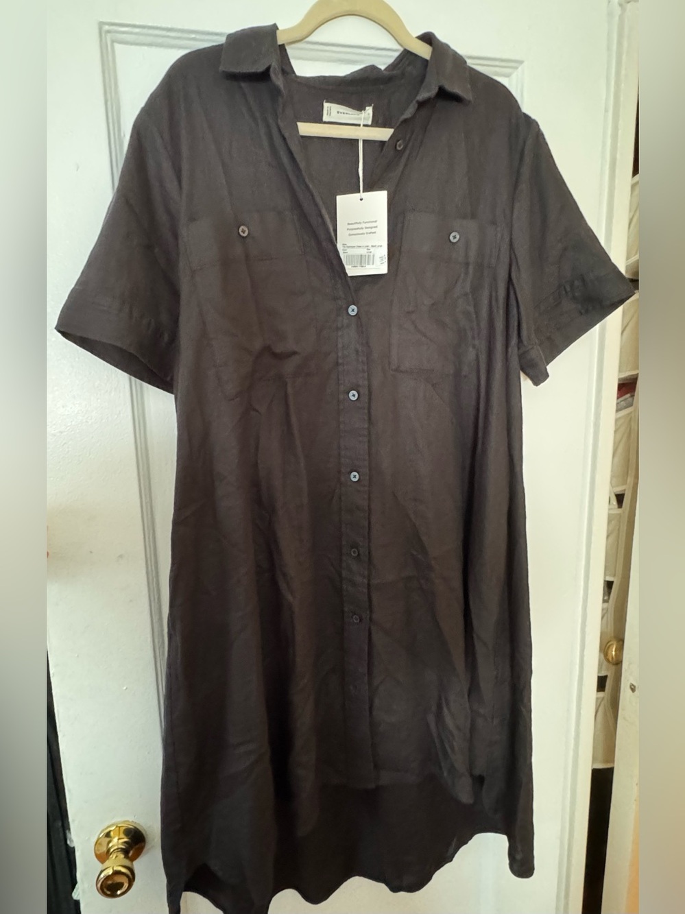 Everlane THE DAYTRIPPER DRESS IN LINEN Size L Large - Picture 2 of 4